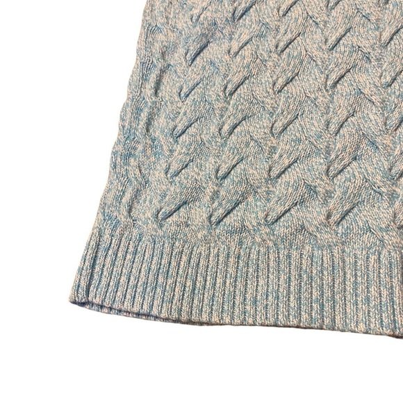 Lands End Drifter Cable Knit Sweater sky blue and white ladies 1X 16-18W, - Picture 6 of 12